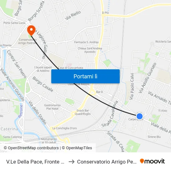 V.Le Della Pace, Fronte Civ.70 to Conservatorio Arrigo Pedrollo map