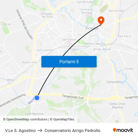 V.Le S. Agostino to Conservatorio Arrigo Pedrollo map