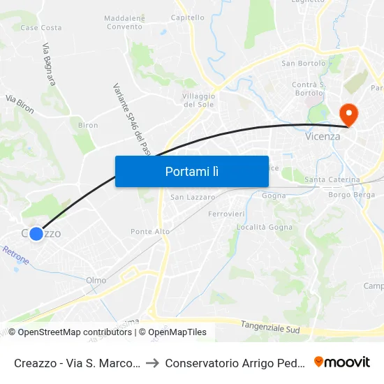 Creazzo - Via S. Marco, 11 to Conservatorio Arrigo Pedrollo map