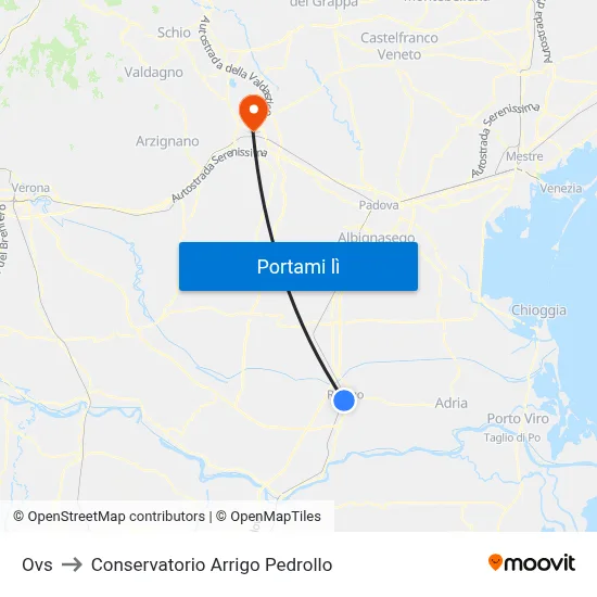Ovs to Conservatorio Arrigo Pedrollo map