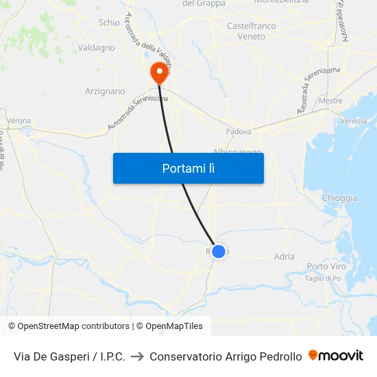 Via De Gasperi / I.P.C. to Conservatorio Arrigo Pedrollo map