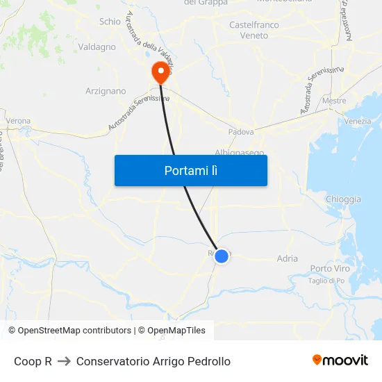 Coop R to Conservatorio Arrigo Pedrollo map