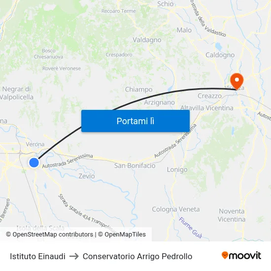 Istituto Einaudi to Conservatorio Arrigo Pedrollo map