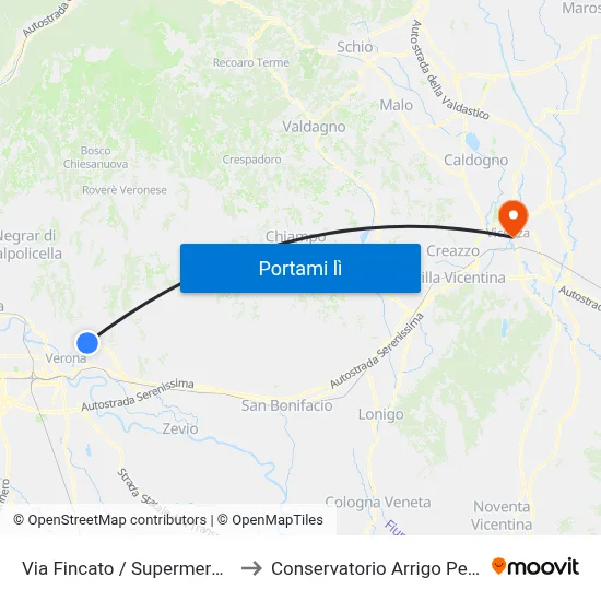 Via Fincato / Supermercato B to Conservatorio Arrigo Pedrollo map