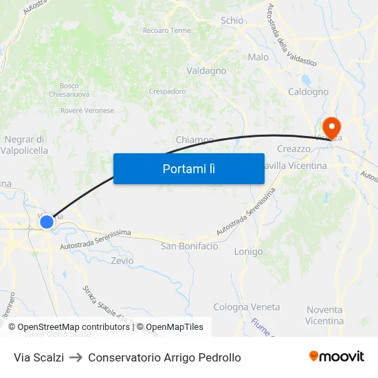 Via Scalzi to Conservatorio Arrigo Pedrollo map