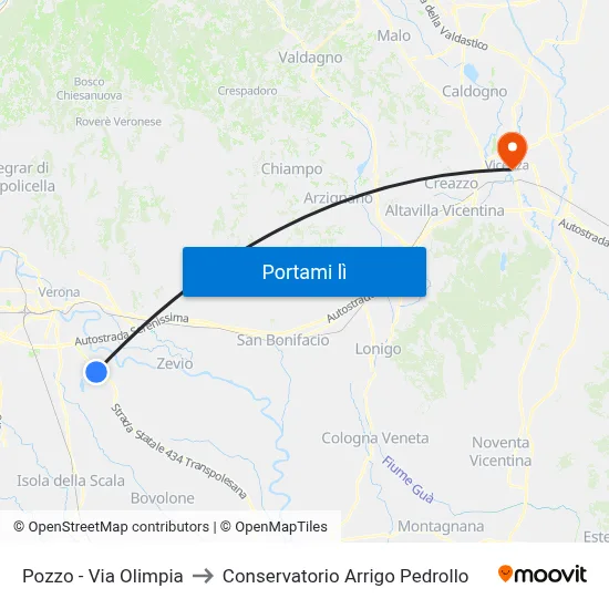 Pozzo - Via Olimpia to Conservatorio Arrigo Pedrollo map