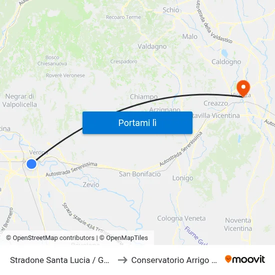 Stradone Santa Lucia / Golosine A to Conservatorio Arrigo Pedrollo map