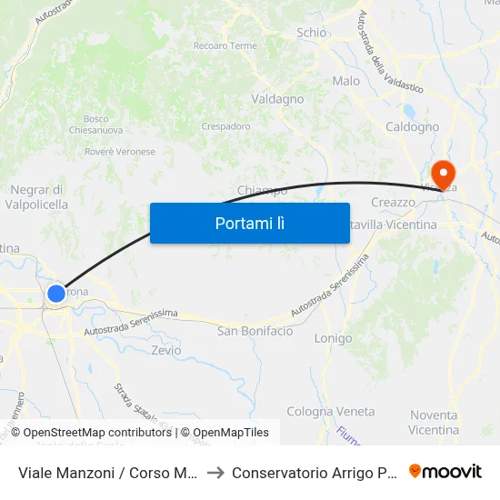 Viale Manzoni / Corso Milano A to Conservatorio Arrigo Pedrollo map