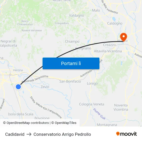 Cadidavid to Conservatorio Arrigo Pedrollo map