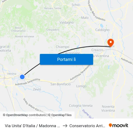 Via Unita' D'Italia / Madonna Di Campagna A to Conservatorio Arrigo Pedrollo map