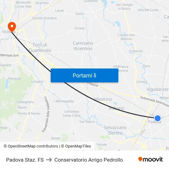 Padova Staz. FS to Conservatorio Arrigo Pedrollo map