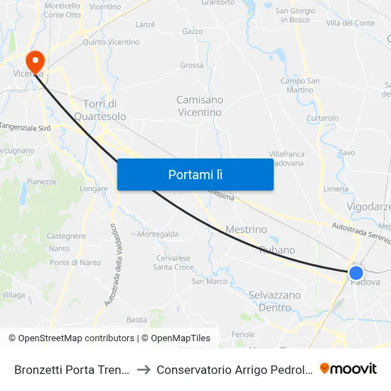 Bronzetti Porta Trento to Conservatorio Arrigo Pedrollo map
