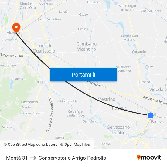 Montà 31 to Conservatorio Arrigo Pedrollo map