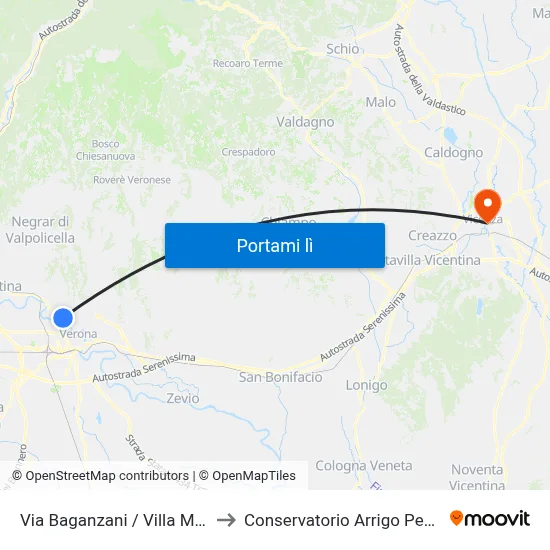 Via Baganzani / Villa Monga to Conservatorio Arrigo Pedrollo map