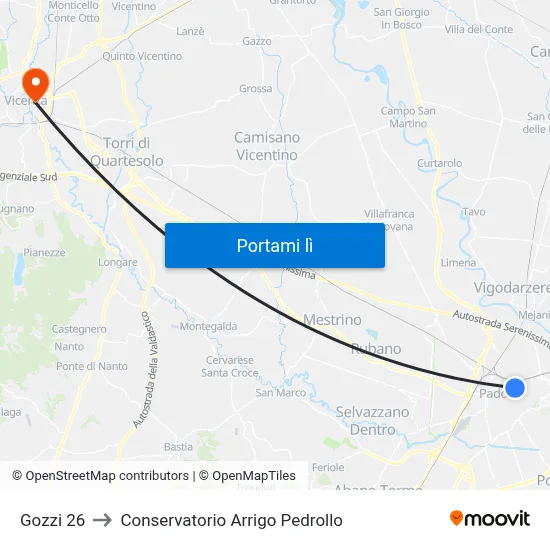 Gozzi 26 to Conservatorio Arrigo Pedrollo map