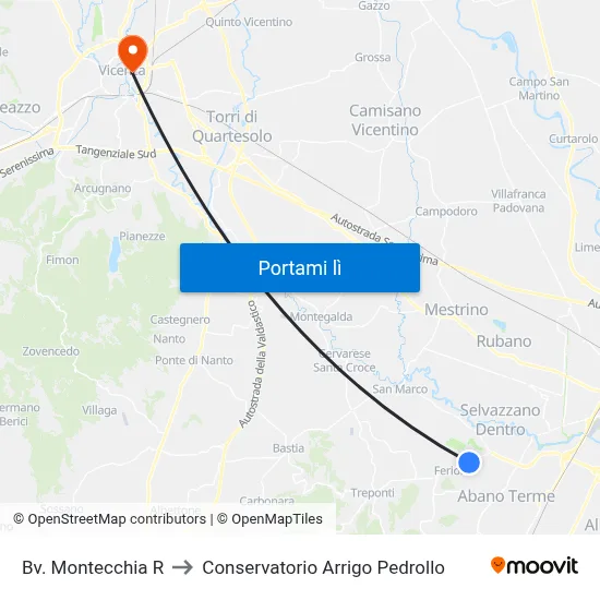Bv. Montecchia R to Conservatorio Arrigo Pedrollo map