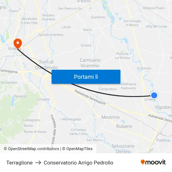 Terraglione to Conservatorio Arrigo Pedrollo map