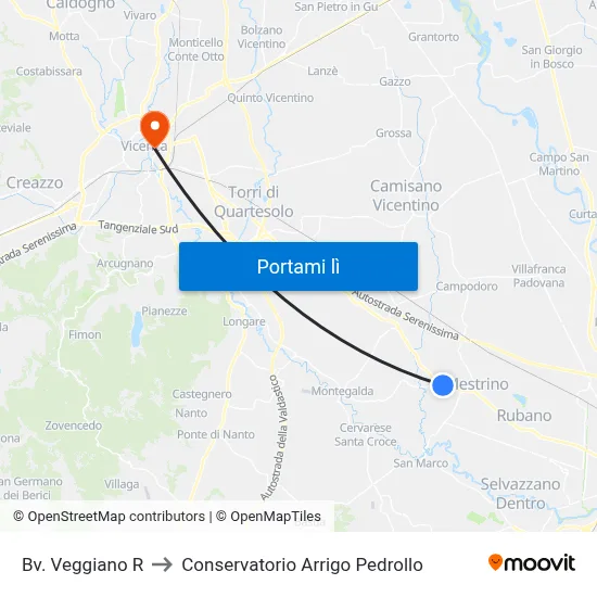 Bv. Veggiano R to Conservatorio Arrigo Pedrollo map