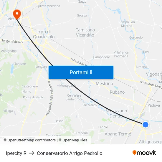 Ipercity R to Conservatorio Arrigo Pedrollo map