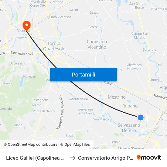 Liceo Galilei (Capolinea Caselle) to Conservatorio Arrigo Pedrollo map
