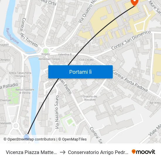 Vicenza Piazza Matteotti to Conservatorio Arrigo Pedrollo map