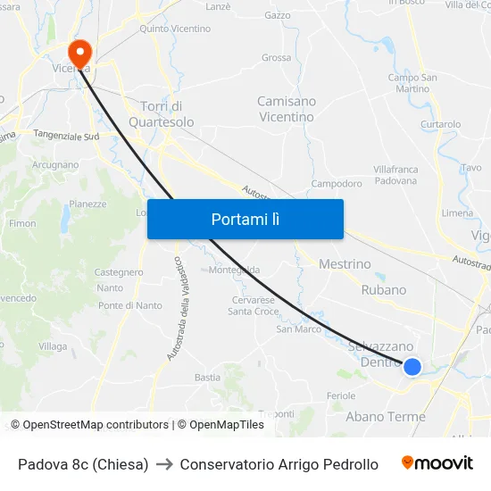 Padova 8c (Chiesa) to Conservatorio Arrigo Pedrollo map