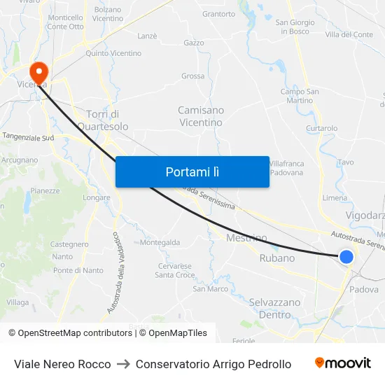 Viale Nereo Rocco to Conservatorio Arrigo Pedrollo map