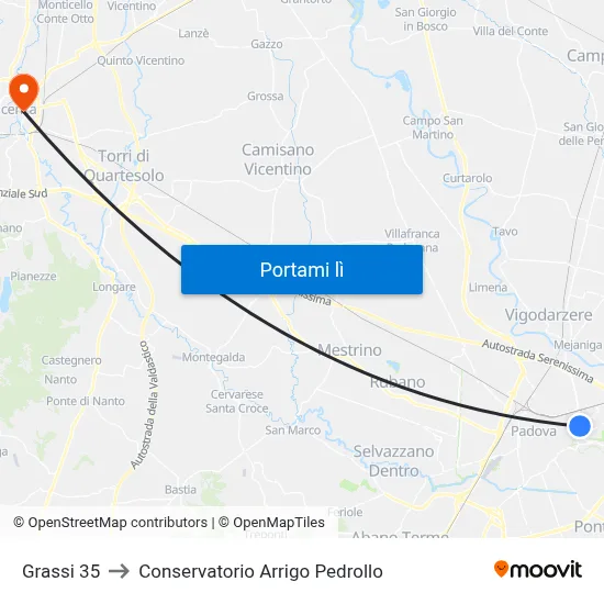 Grassi 35 to Conservatorio Arrigo Pedrollo map