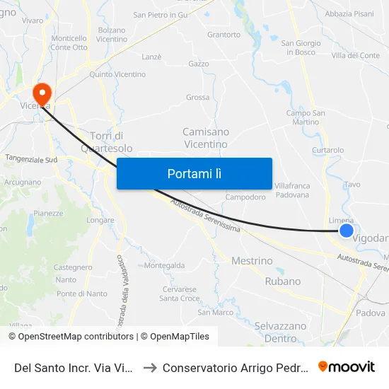 Del Santo Incr. Via Visco to Conservatorio Arrigo Pedrollo map