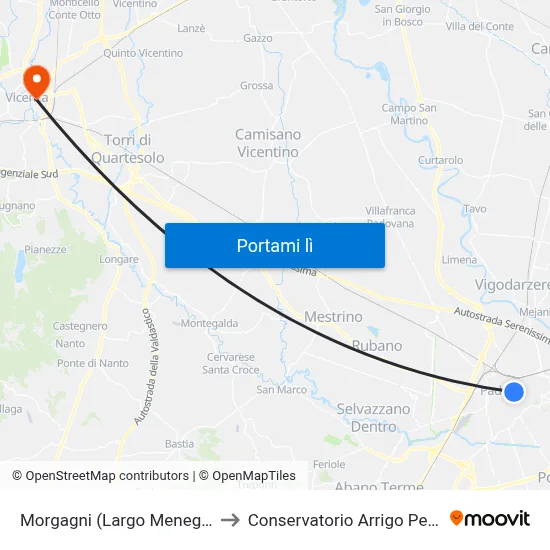 Morgagni (Largo Meneghetti) to Conservatorio Arrigo Pedrollo map