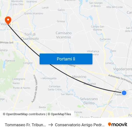 Tommaseo Fr. Tribunale to Conservatorio Arrigo Pedrollo map