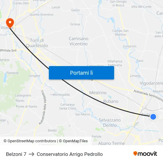 Belzoni 7 to Conservatorio Arrigo Pedrollo map