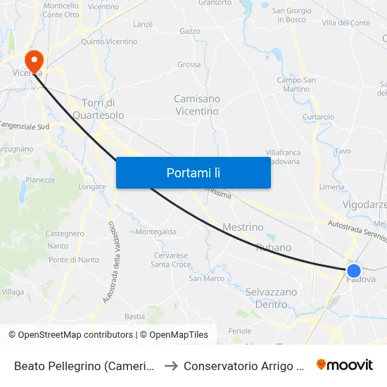 Beato Pellegrino (Camerini Rossi) to Conservatorio Arrigo Pedrollo map