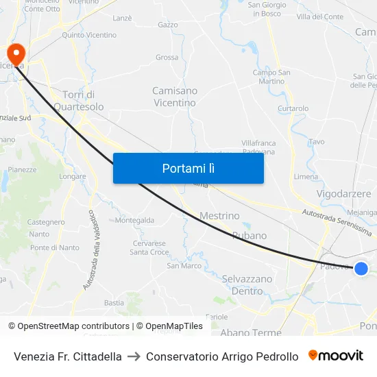 Venezia Fr. Cittadella to Conservatorio Arrigo Pedrollo map