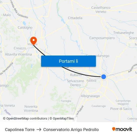 Capolinea Torre to Conservatorio Arrigo Pedrollo map