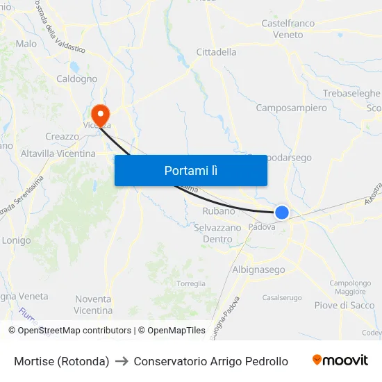 Mortise (Rotonda) to Conservatorio Arrigo Pedrollo map