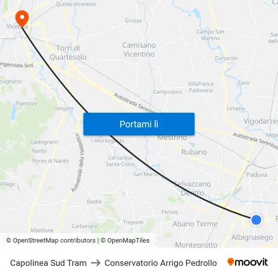 Capolinea Sud Tram to Conservatorio Arrigo Pedrollo map