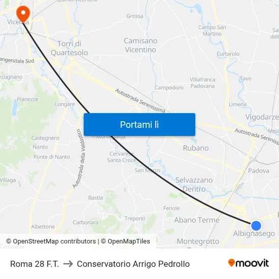 Roma 28  F.T. to Conservatorio Arrigo Pedrollo map