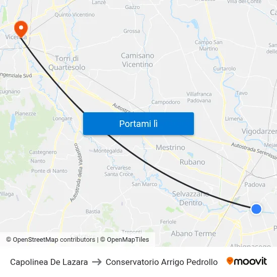 Capolinea De Lazara to Conservatorio Arrigo Pedrollo map