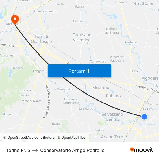 Torino Fr. 5 to Conservatorio Arrigo Pedrollo map