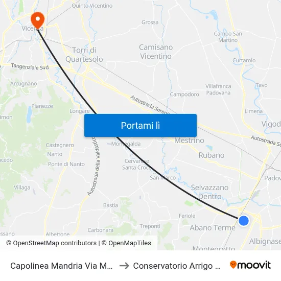 Capolinea Mandria Via Monselice to Conservatorio Arrigo Pedrollo map