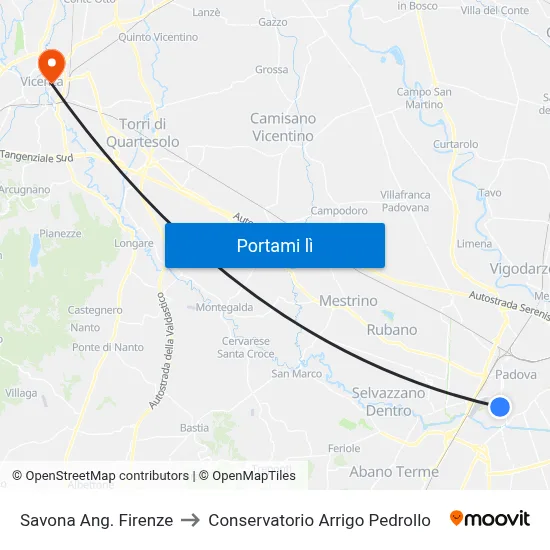 Savona Ang. Firenze to Conservatorio Arrigo Pedrollo map