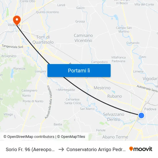 Sorio Fr. 96  (Aereoporto) to Conservatorio Arrigo Pedrollo map