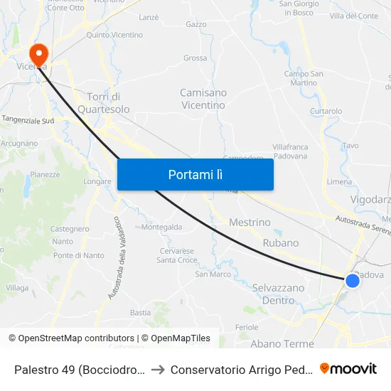Palestro 49 (Bocciodromo) to Conservatorio Arrigo Pedrollo map