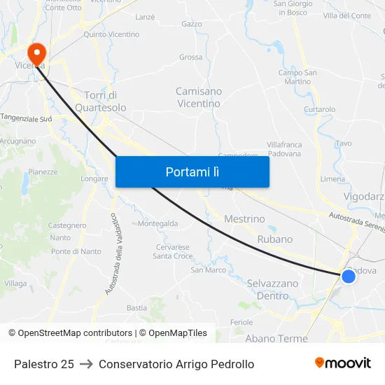 Palestro 25 to Conservatorio Arrigo Pedrollo map