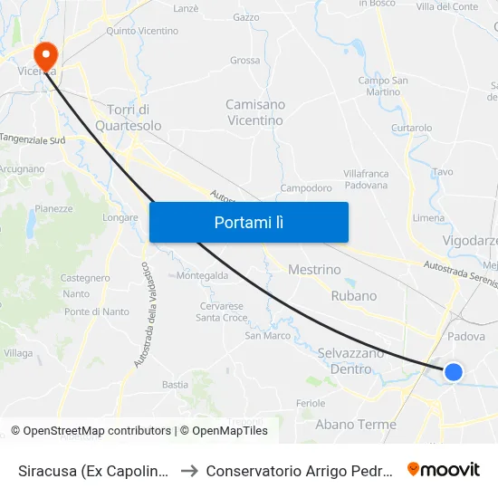Siracusa (Ex Capolinea) to Conservatorio Arrigo Pedrollo map