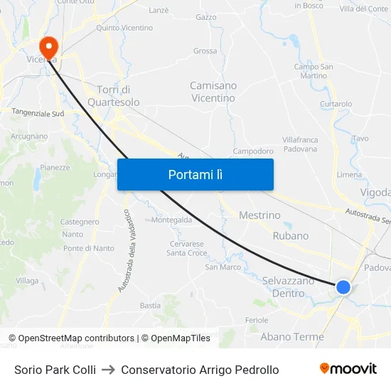 Sorio Park Colli to Conservatorio Arrigo Pedrollo map