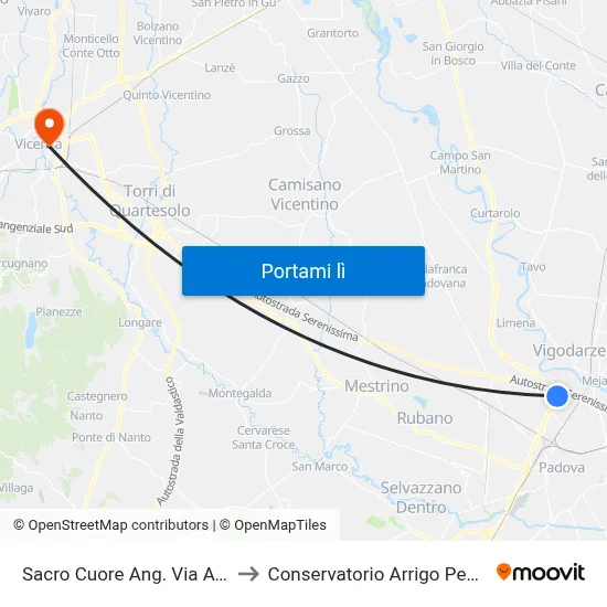 Sacro Cuore Ang. Via Avisio to Conservatorio Arrigo Pedrollo map