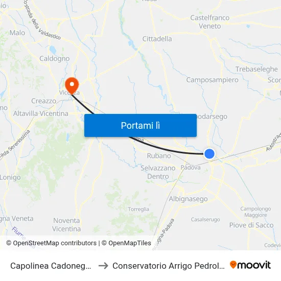 Capolinea Cadoneghe to Conservatorio Arrigo Pedrollo map