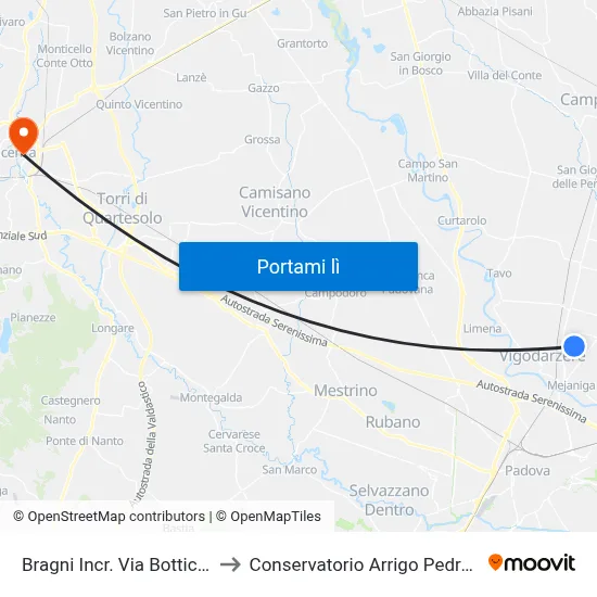 Bragni Incr. Via Botticelli to Conservatorio Arrigo Pedrollo map